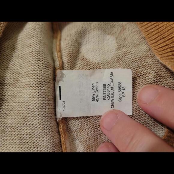 J Crew XXS Tan & white polka dots linen/cotton sweater - Picture 4 of 5